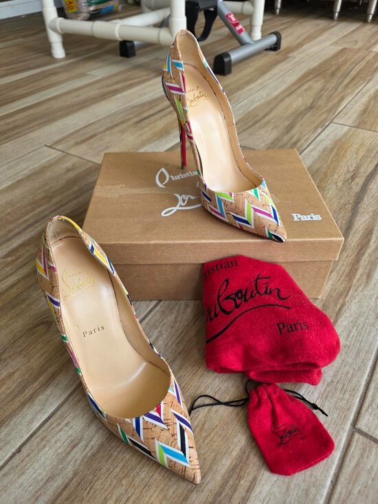 Christian Louboutin So-Kate 120 Cork Chevron Shoe Eur. 37.5 main image 2